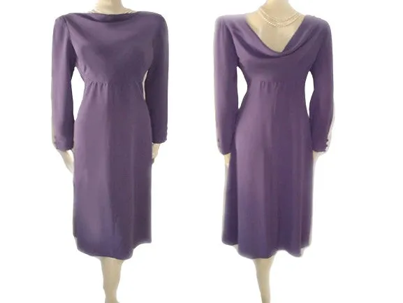 VINTAGE JERRY SILVERMAN BY SAULINO DRAPED DRESS IN SWISS VIOLET