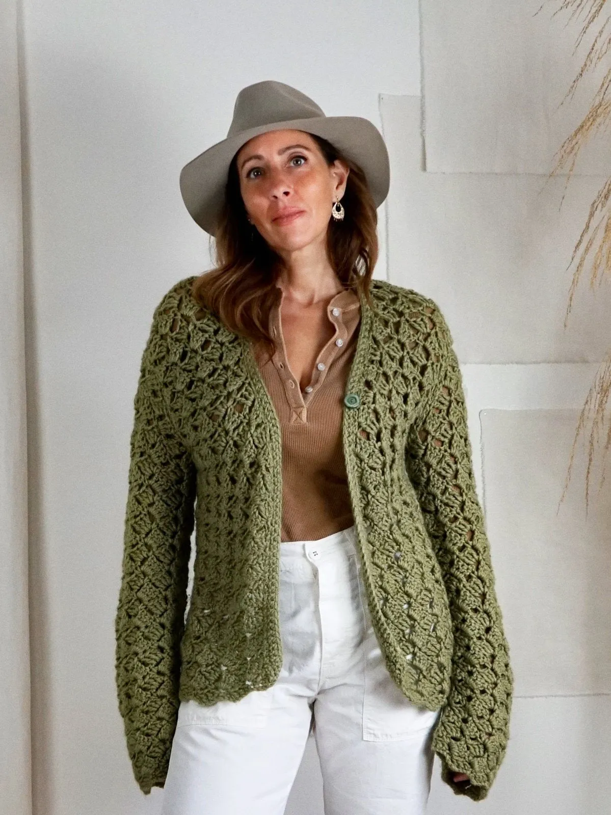 Vintage Sage Handmade Crochet Sweater