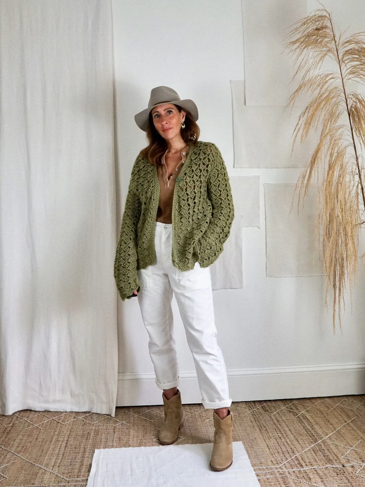 Vintage Sage Handmade Crochet Sweater