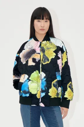 Voluminous Bomber Jacket - Watercolor Bloom