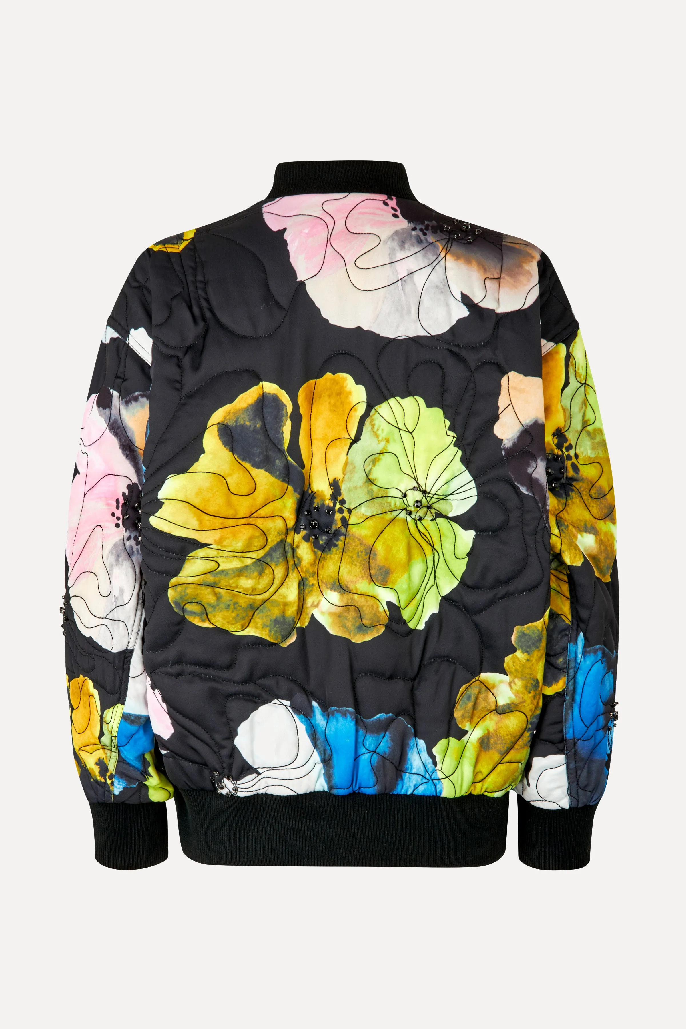 Voluminous Bomber Jacket - Watercolor Bloom