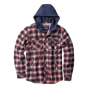 WCC SHERPA LINED FLANNEL JACKET - NAVY/RED