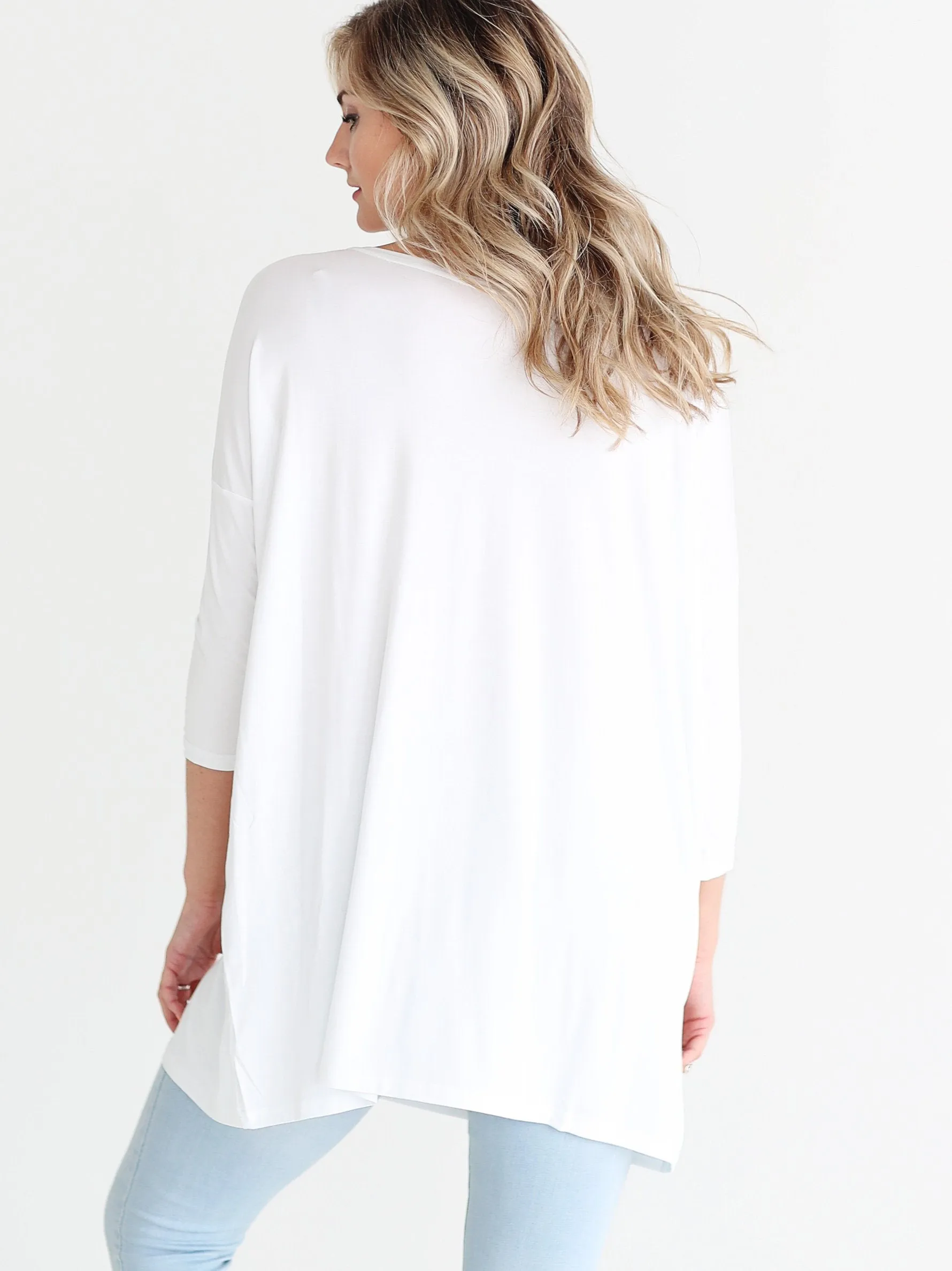 White 3/4 Sleeve Tunic