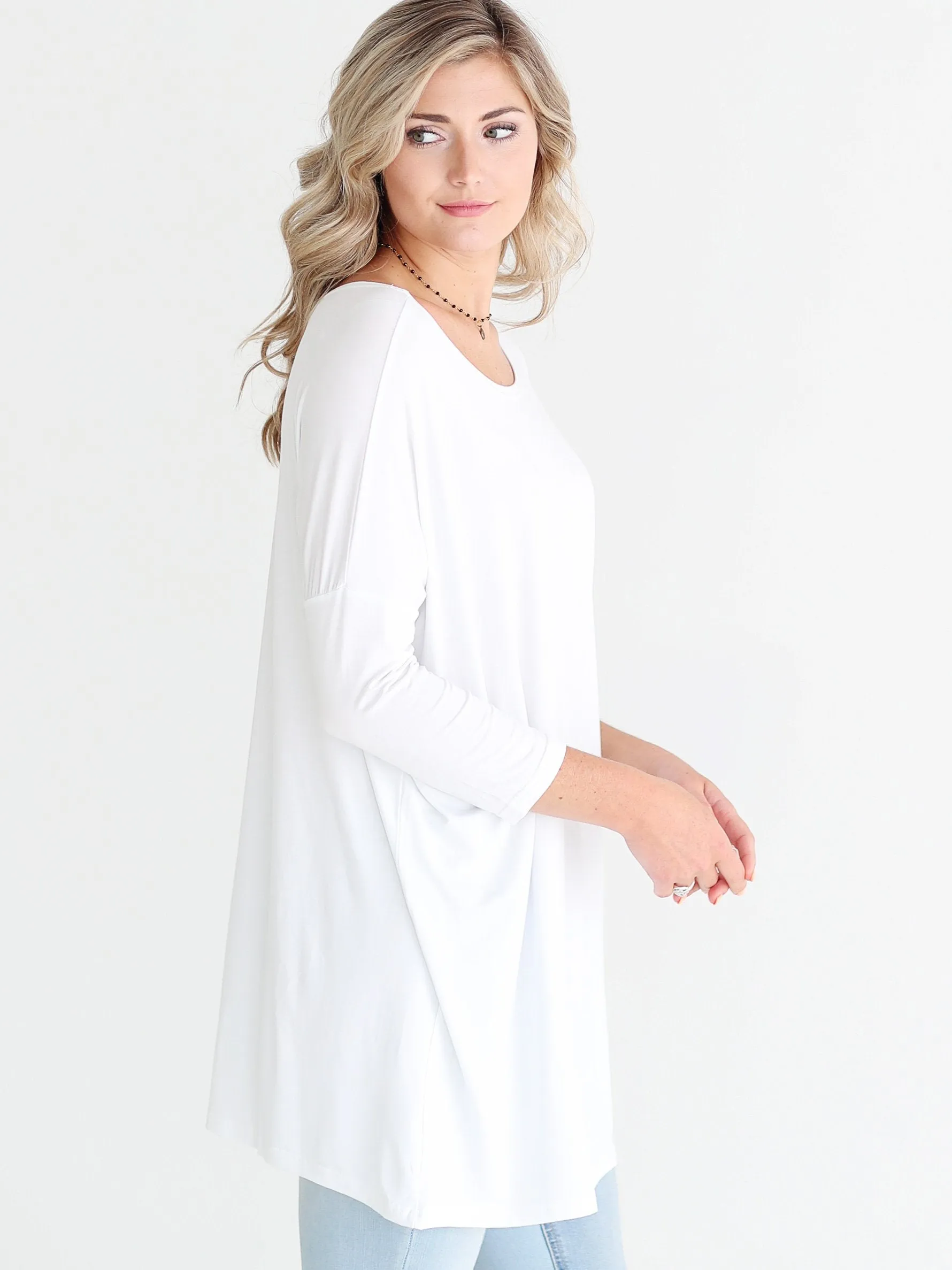 White 3/4 Sleeve Tunic