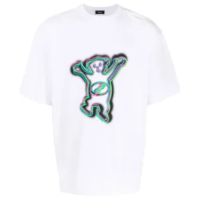 White Colorful Teddy Print T-Shirt