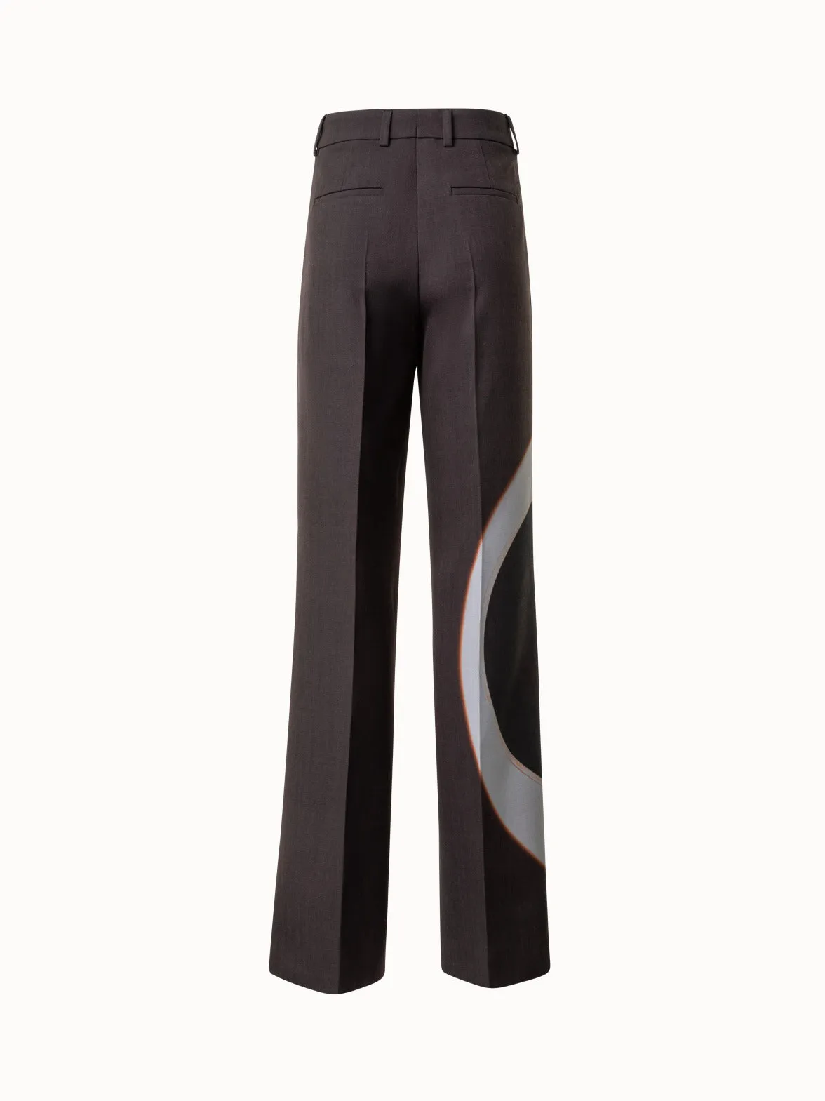 Wide-Leg Wool Pants with Mocca Loop Print