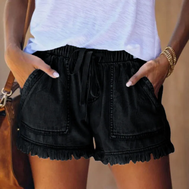 Women's Casual Denim Shorts With Pockets Cotton Jeans Shorts