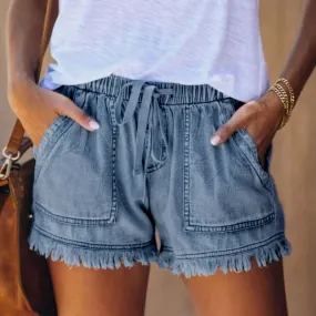 Women's Casual Denim Shorts With Pockets Cotton Jeans Shorts