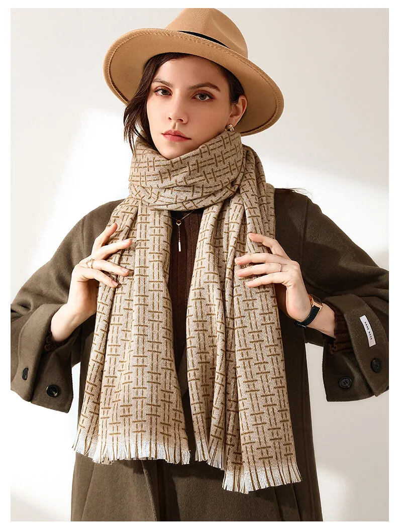 Women's Fall Winter Scarf Classic Tassel Plaid Scarf Warm Soft Chunky Large Blanket Wrap Shawl Scarves