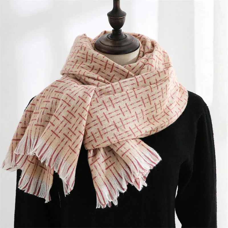 Women's Fall Winter Scarf Classic Tassel Plaid Scarf Warm Soft Chunky Large Blanket Wrap Shawl Scarves