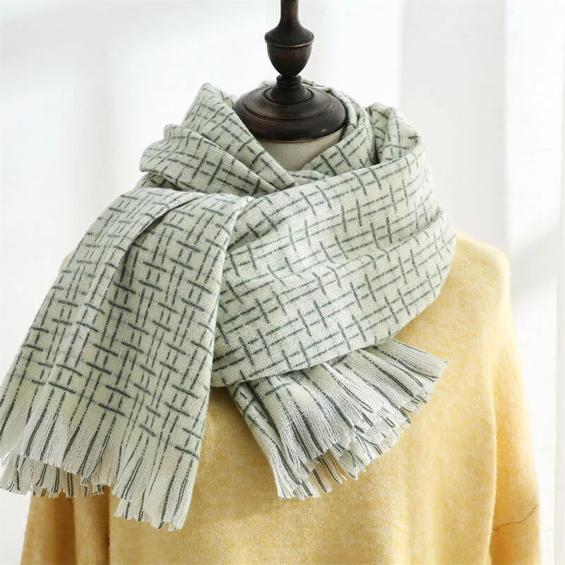 Women's Fall Winter Scarf Classic Tassel Plaid Scarf Warm Soft Chunky Large Blanket Wrap Shawl Scarves