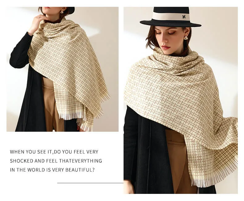 Women's Fall Winter Scarf Classic Tassel Plaid Scarf Warm Soft Chunky Large Blanket Wrap Shawl Scarves