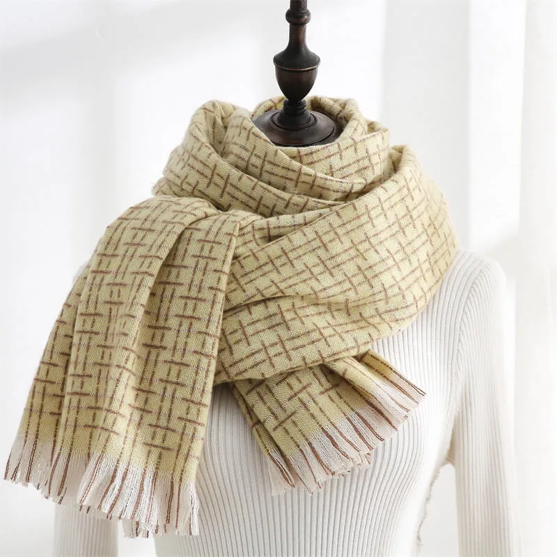 Women's Fall Winter Scarf Classic Tassel Plaid Scarf Warm Soft Chunky Large Blanket Wrap Shawl Scarves