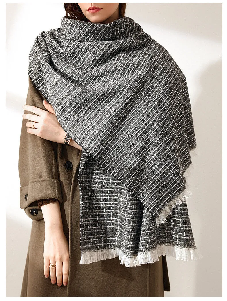 Women's Fall Winter Scarf Classic Tassel Plaid Scarf Warm Soft Chunky Large Blanket Wrap Shawl Scarves