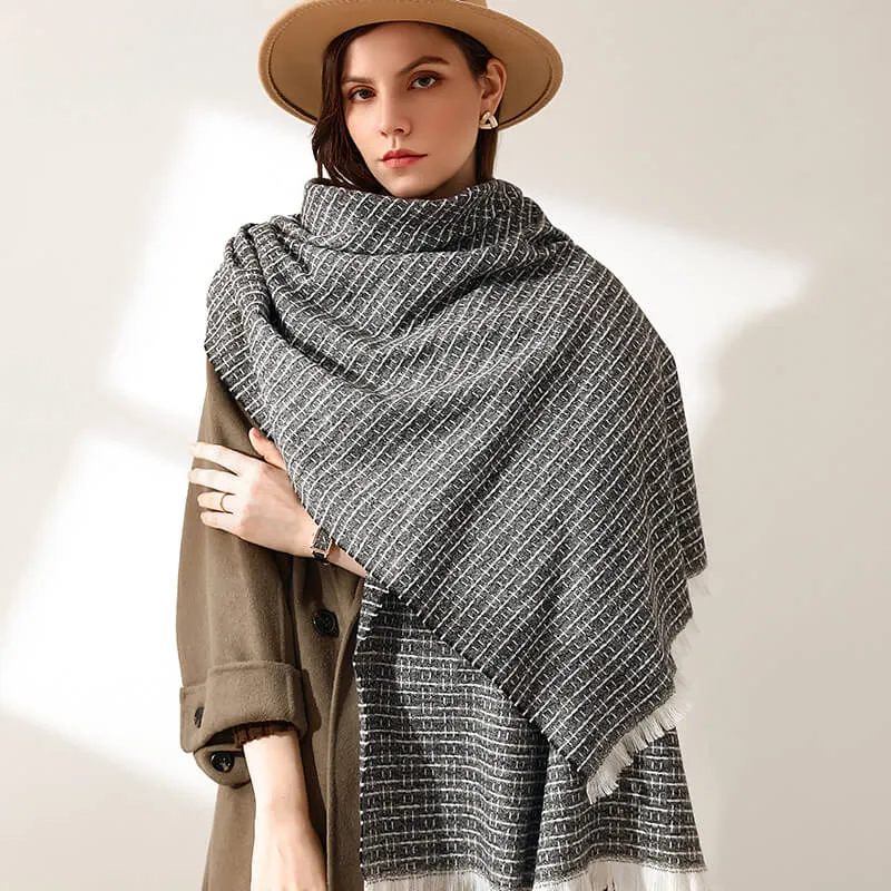 Women's Fall Winter Scarf Classic Tassel Plaid Scarf Warm Soft Chunky Large Blanket Wrap Shawl Scarves