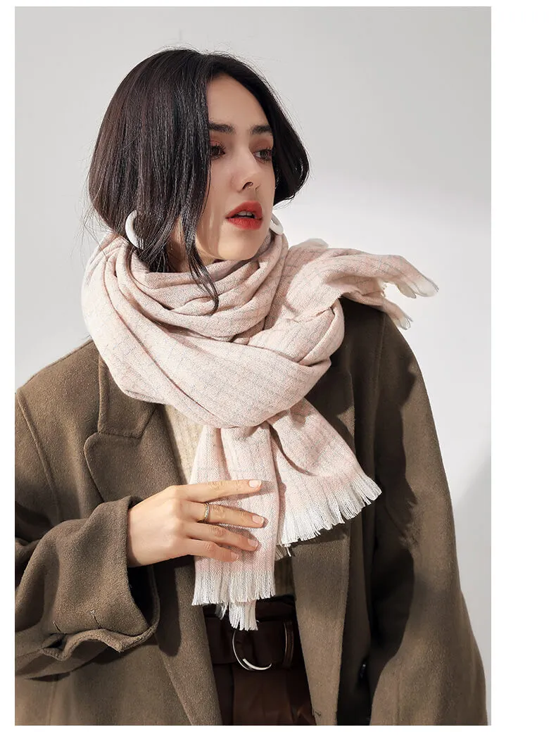 Women's Fall Winter Scarf Classic Tassel Plaid Scarf Warm Soft Chunky Large Blanket Wrap Shawl Scarves