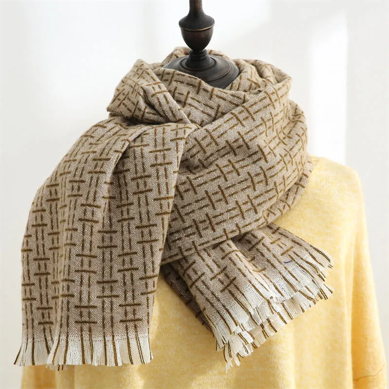 Women's Fall Winter Scarf Classic Tassel Plaid Scarf Warm Soft Chunky Large Blanket Wrap Shawl Scarves