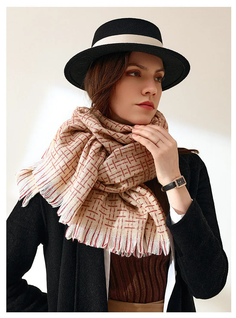 Women's Fall Winter Scarf Classic Tassel Plaid Scarf Warm Soft Chunky Large Blanket Wrap Shawl Scarves