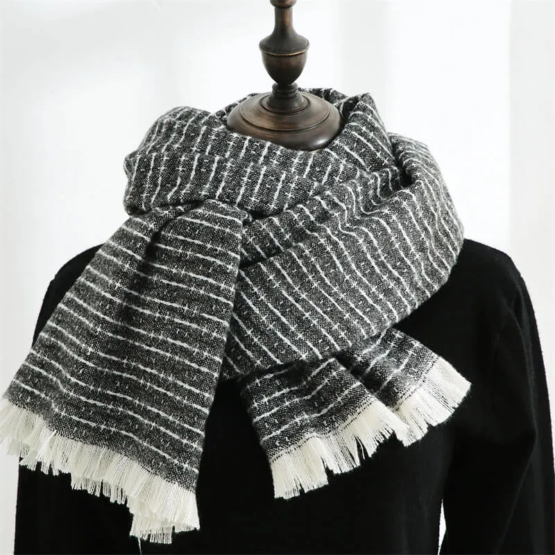 Women's Fall Winter Scarf Classic Tassel Plaid Scarf Warm Soft Chunky Large Blanket Wrap Shawl Scarves