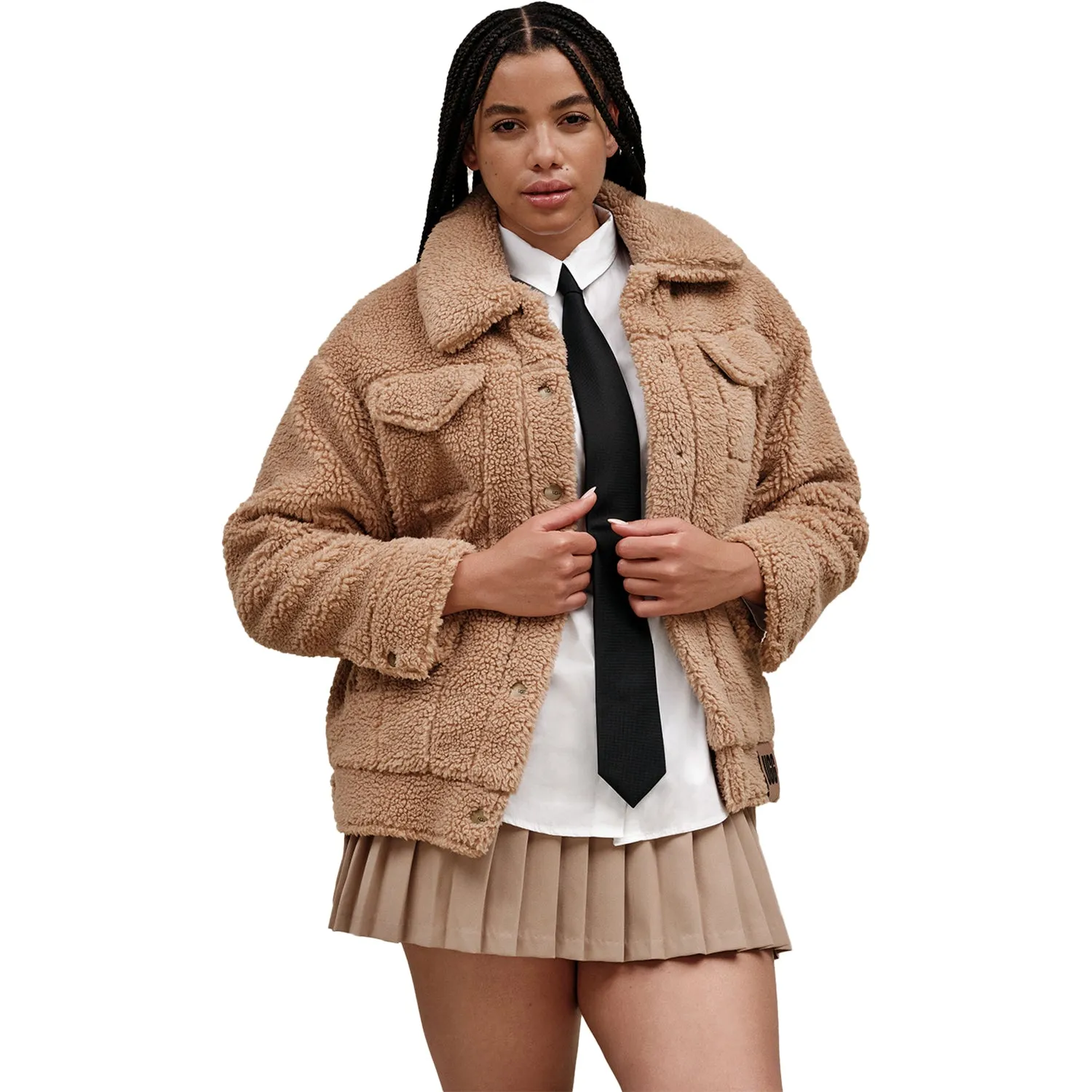 Women's UGG Frankie Sherpa Trucker Jacket Camel Synthetic