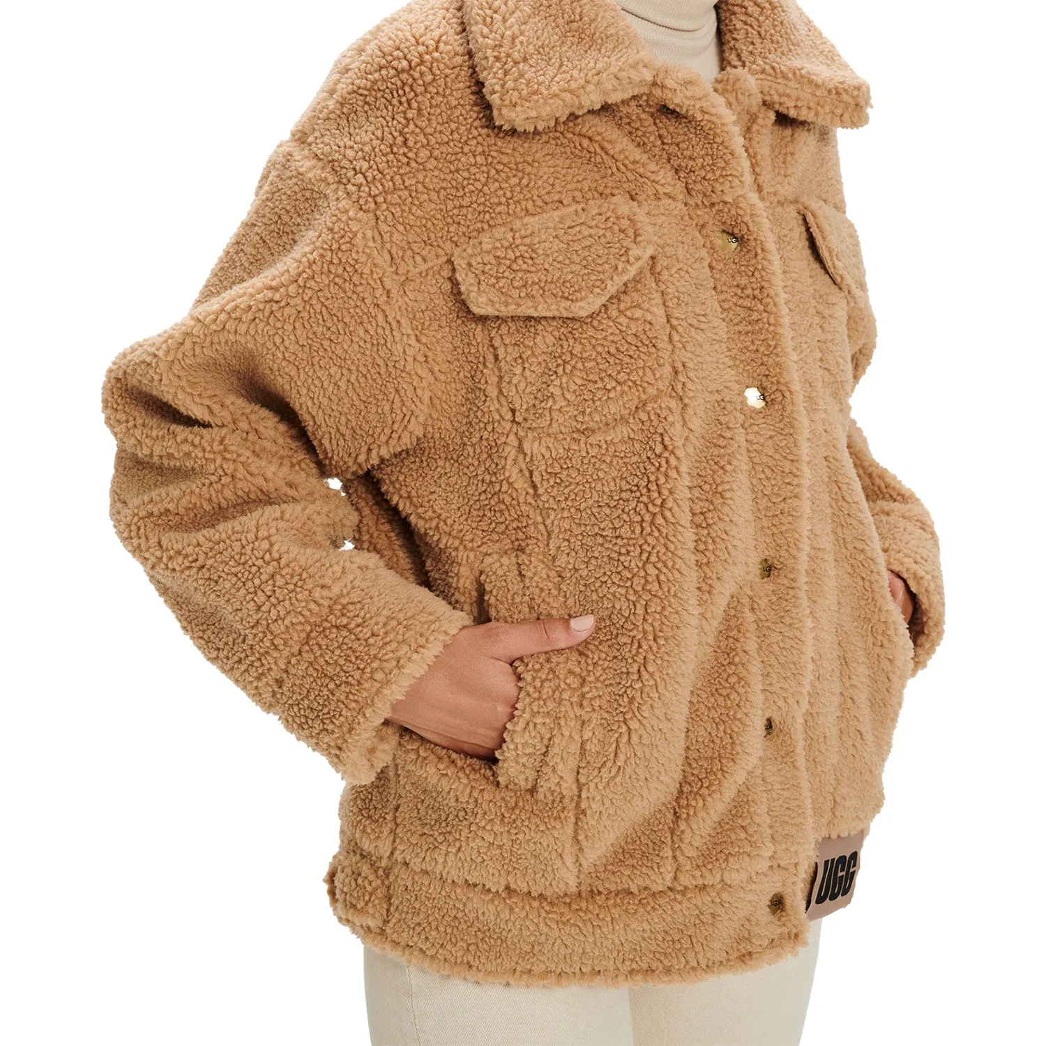 Women's UGG Frankie Sherpa Trucker Jacket Camel Synthetic