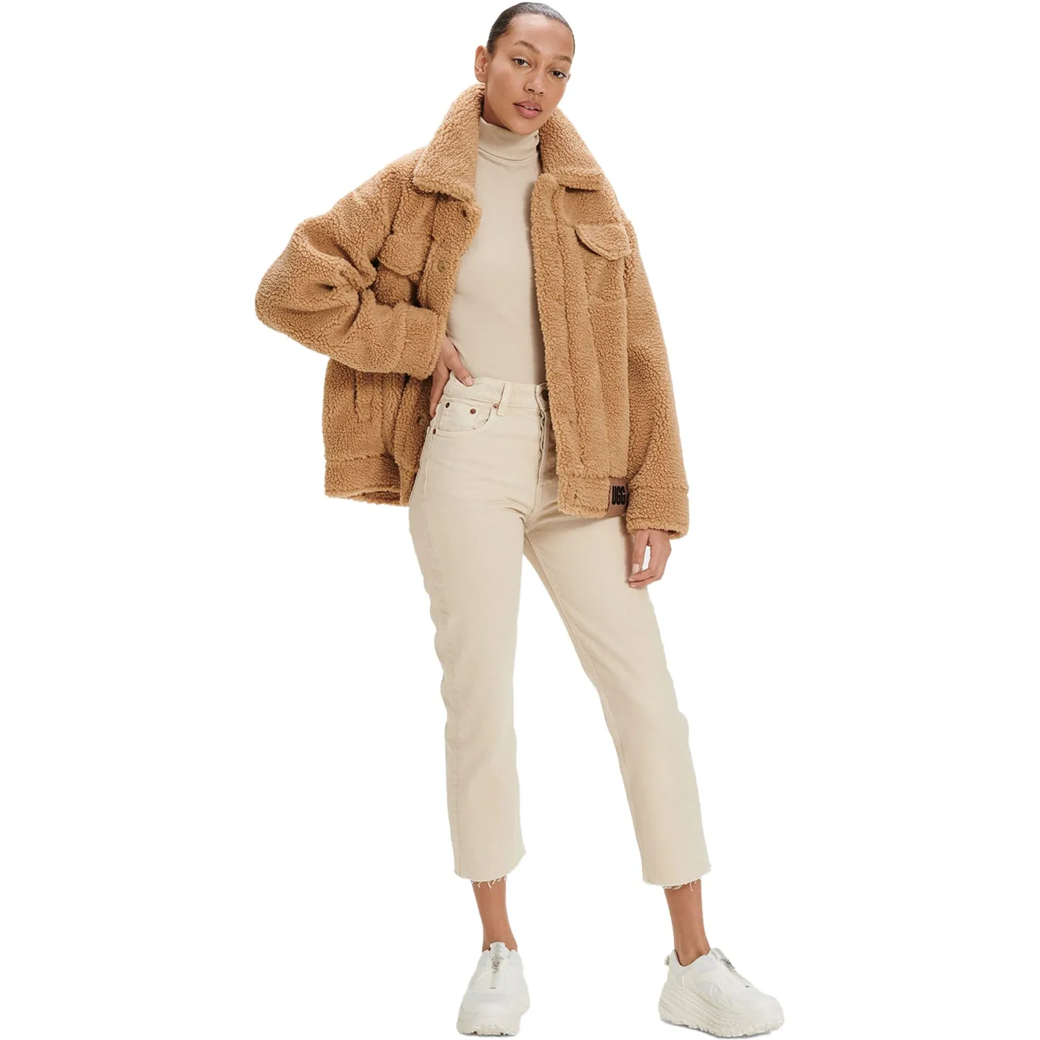 Women's UGG Frankie Sherpa Trucker Jacket Camel Synthetic