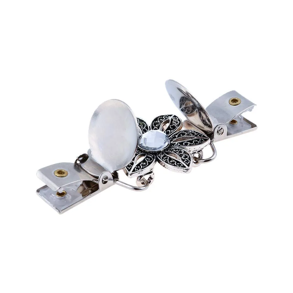 Yellow Chimes Elegant Cardigan Brooch Sweater Collar Shawl Clip Classic Floral Design Stylish Silver Plated Brooch for Women