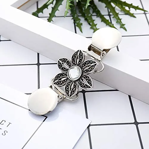 Yellow Chimes Elegant Cardigan Brooch Sweater Collar Shawl Clip Classic Floral Design Stylish Silver Plated Brooch for Women