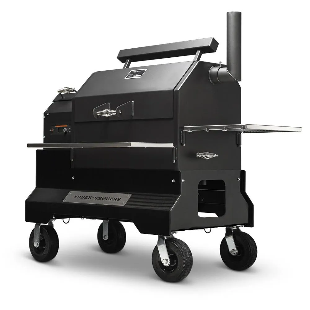 Yoder Smokers YS640S Competition Cart Pellet Grill, 10" Wheels and Stainless Shelves