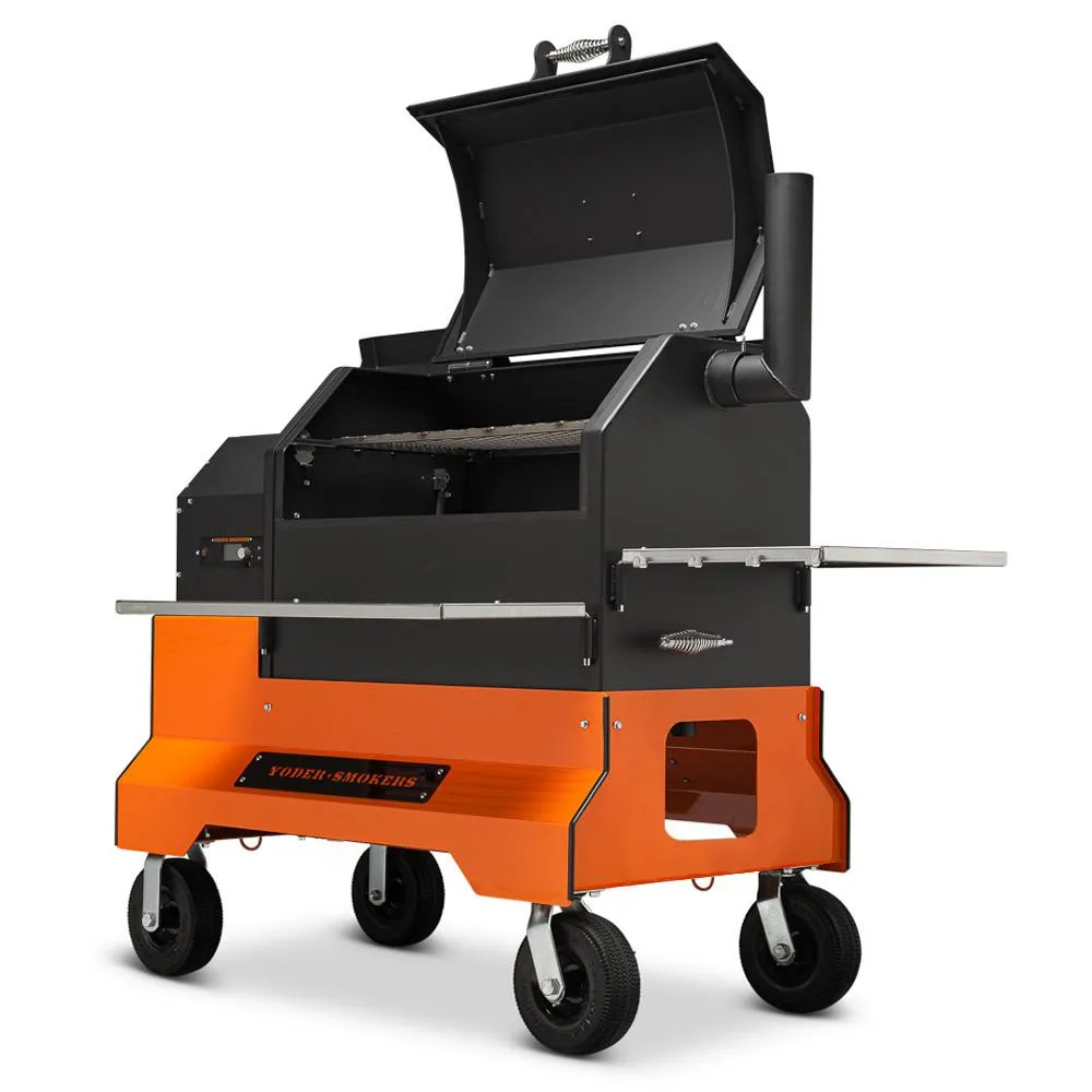 Yoder Smokers YS640S Competition Cart Pellet Grill, 10" Wheels and Stainless Shelves