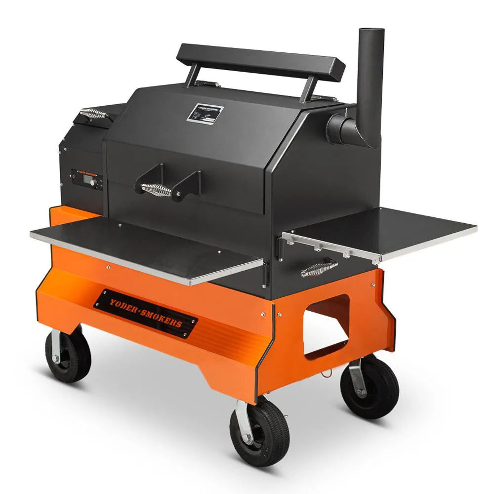 Yoder Smokers YS640S Competition Cart Pellet Grill, 10" Wheels and Stainless Shelves