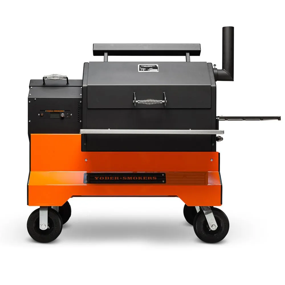 Yoder Smokers YS640S Competition Cart Pellet Grill, 10" Wheels and Stainless Shelves