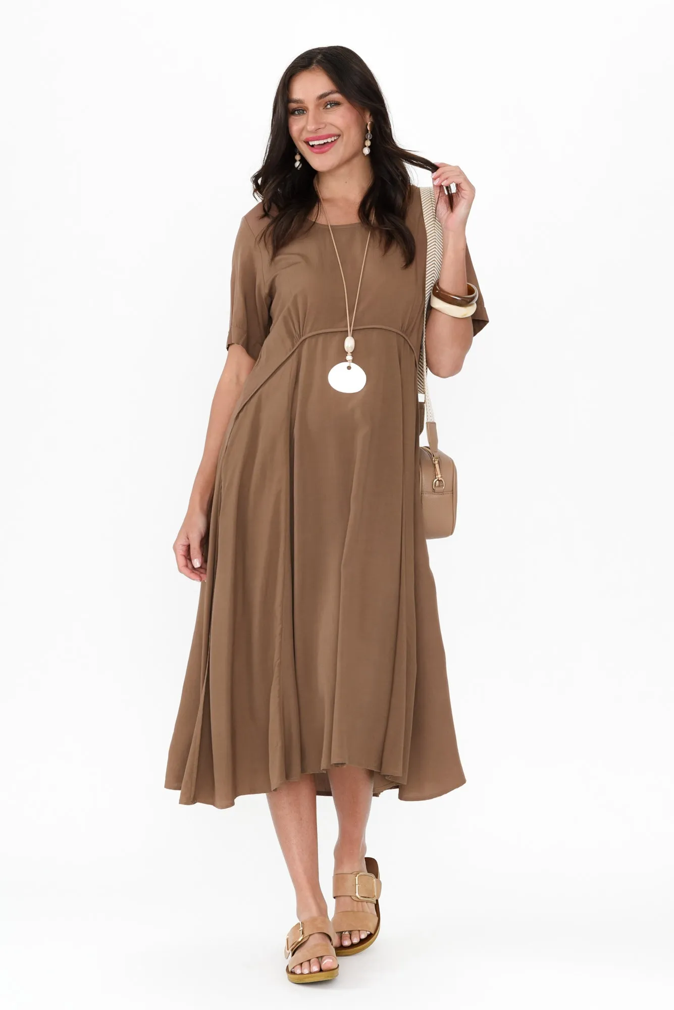 Zaelia Chocolate Crescent Dress